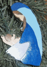 Blue Madonna and Child Christmas Ornament